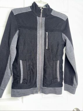 INC International Concepts Black and Gray Full-Zip Jacket